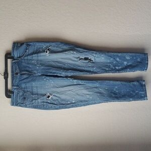 Lane Bryant Boyfriend Distressed ripped Bleach splatter Jeans Size 18